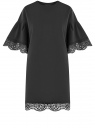 Платье прямого силуэта с воланами на рукавах oodji для женщины (черный), 14000172-4/48033/2900N
