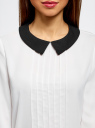 Блузка из струящейся ткани с контрастным воротником oodji для Женщины (белый), 11411117/36005/1229B