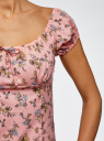 Платье хлопковое со сборками на груди oodji для Женщины (розовый), 11902047-2B/14885/4352F