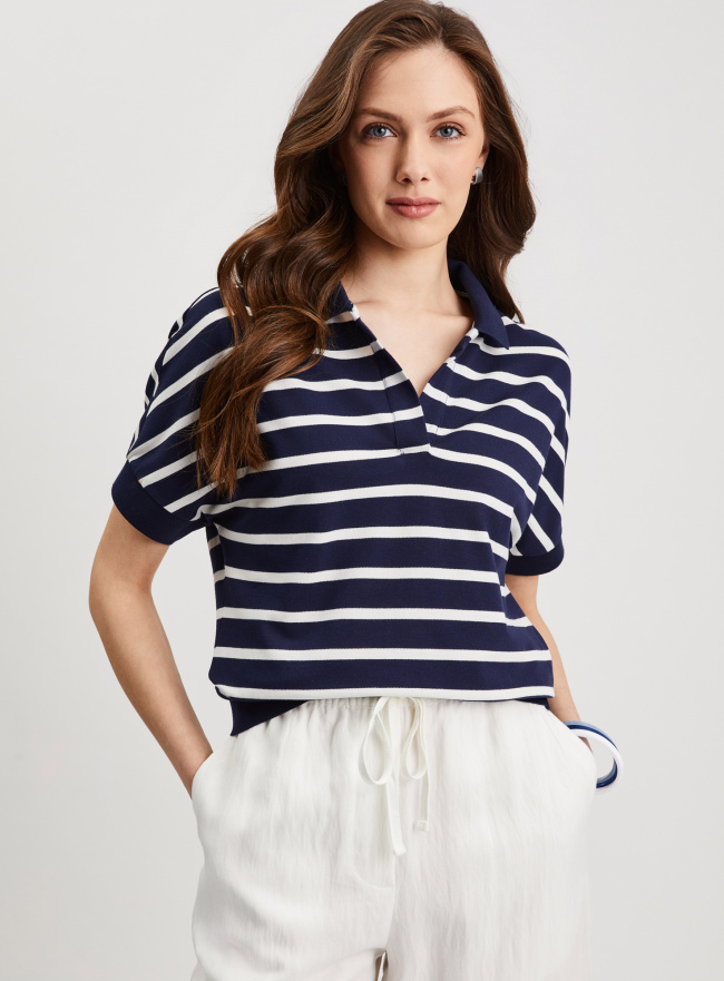 Поло свободного силуэта из хлопка oodji для Женщины (белый), 19308006/52491/1279S