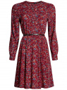 Платье вискозное с поясом oodji для Женщина (красный), 21912001-2/26346/4975F