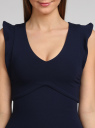 Платье трикотажное с V-образным вырезом oodji для женщины (синий), 14015004/45394/7900N