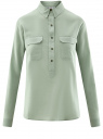 Рубашка хлопковая с нагрудными карманами oodji для женщины (зеленый), 13L11009/45608/7000N