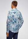Рубашка приталенная с цветочным принтом oodji для мужчины (белый), 3L310142M/46603N/1075F