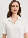 Поло свободного силуэта из хлопка oodji для Женщины (белый), 19308006/52491/1200N