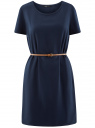 Платье вискозное с ремнем oodji для женщины (синий), 11901154-2/47741/7900N