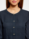Блузка шифоновая в стиле милитари oodji для Женщины (синий), 11411062-1/43291/7900N