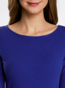 Платье трикотажное облегающего силуэта oodji для женщины (синий), 14001183B/46148/7500N