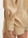 Блузка атласная свободного силуэта oodji для женщины (бежевый), 11411245/51653/3312D