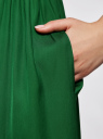Платье макси с резинкой на талии и завязками oodji для женщины (зеленый), 21900323-1/42873/6E00N