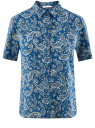Блузка вискозная с короткими рукавами oodji для Женщины (синий), 11411137B/14897/7633E