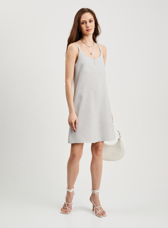 Сарафан-трапеция на тонких бретелях oodji для Женщины (серый), 12C00011/52527N/2312M