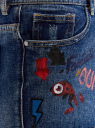 Шорты джинсовые с рисунком и потертостями oodji для женщины (синий), 12807072/45254/7919K