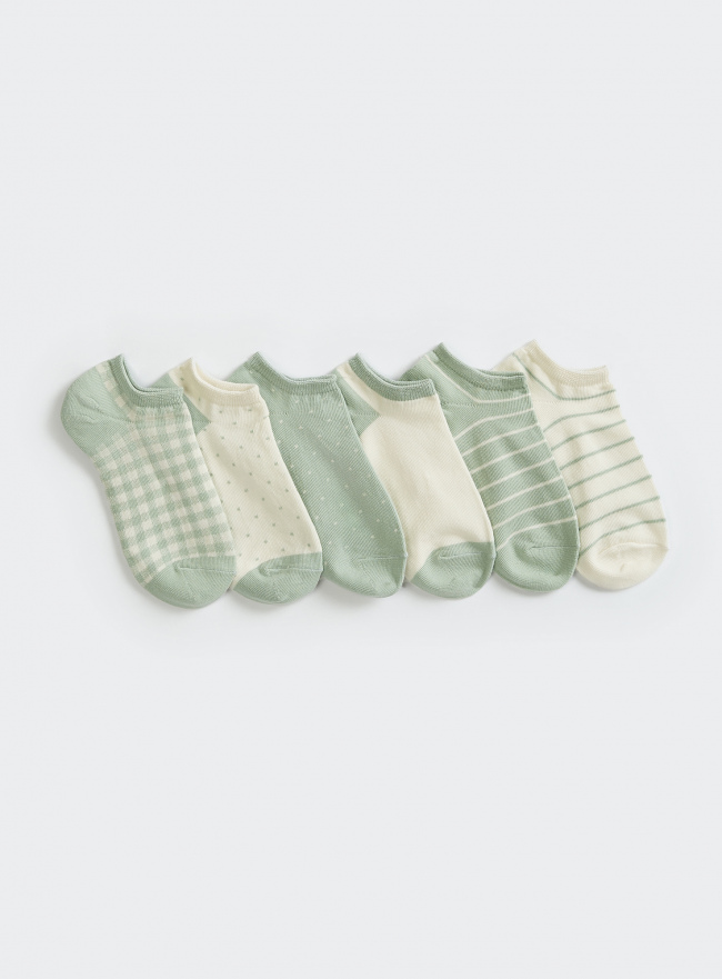 Комплект укороченных носков (6 пар) oodji для Женщины (разноцветный), 57102433T6/47469/143