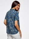 Блузка вискозная с короткими рукавами oodji для Женщины (синий), 11411137B/14897/7633E