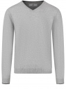 Пуловер вязаный с V-образным вырезом oodji для Мужчины (серый), 4L212180M/51668/2023B