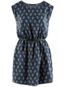 Платье вискозное с поясом oodji для женщины (синий), 11910073-1/26346/7535E