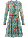 Платье из струящейся ткани с ремнем oodji для женщины (зеленый), 21912001-4B/17358/6530F