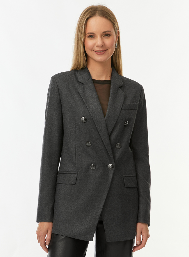 Жакет двубортный oodji для Женщины (серый) Жакет двубортный oodji для Женщины (серый), 11202084/49614/2500M