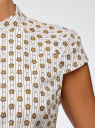 Рубашка реглан с воротником-стойкой oodji для женщины (белый), 13K03006-1B/26357/1252G