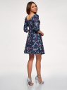 Платье трикотажное с рукавом 3/4 oodji для Женщины (синий), 14001150-3B/33038/7947F