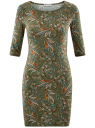 Платье трикотажное облегающего силуэта oodji для женщины (зеленый), 14001121-4B/46943/6655E