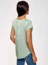 Блузка с коротким рукавом и V-образным вырезом oodji для женщины (зеленый), 11411100/45348/6500N