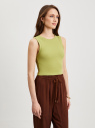 Кроп-топ в рубчик из хлопка oodji для Женщины (желтый), 15F15005/48037/6700N