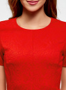 Платье жаккардовое с коротким рукавом oodji для женщины (красный), 11902161/45826/4500N