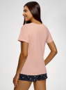 Пижама принтованная с шортами oodji для женщины (розовый), 56002213-3/44135N/5479P