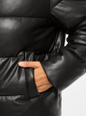 Куртка из искусственной кожи с капюшоном oodji для Женщины (черный), 18A03027/51331/2900N