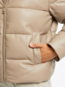 Куртка из искусственной кожи с капюшоном oodji для Женщины (бежевый), 18A03027/51331/3300N