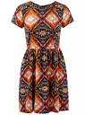 Платье принтованное из вискозы oodji для женщины (разноцветный), 11900191/26346/2959E