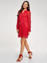 Платье шифоновое с манжетами на резинке oodji для женщины (красный), 11914001/46116/4500N