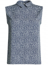 Блузка базовая без рукавов с воротником oodji для Женщина (синий), 11411084B/43414/1079F