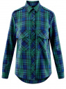 Рубашка в клетку с карманами oodji для женщины (зеленый), 11411052/42850/6E75C