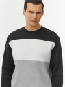 Свитшот хлопковый колор блок oodji для Мужчины (черный) Свитшот хлопковый колор блок oodji для Мужчины (черный), 5B123019M/48823N/2923B