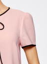 Блузка с коротким рукавом и контрастной отделкой oodji для женщины (розовый), 11401254/42405/4029B