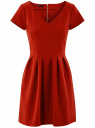 Платье из плотной ткани с V-образным вырезом и молнией на спине oodji для женщины (красный), 11913028/45559/4500N
