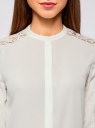 Блузка свободного силуэта с кружевной отделкой oodji для Женщины (белый), 21411087/36215/1200N