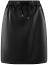 Юбка на завязках из искусственной кожи oodji для женщины (черный), 18H01031/50427/2900N