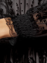 Платье из флока и кружева с резинкой на талии oodji для женщины (черный), 11913014/43853/2929E