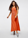 Платье макси с черепом из страз oodji для женщины (оранжевый), 14005134/45204/5991P