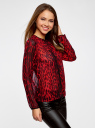 Блузка из струящейся ткани с контрастной отделкой oodji для Женщина (красный), 11411059-2/38375/4529A