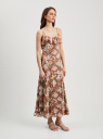 Платье макси с рюшами oodji для Женщины (бежевый), 21900341/17358/3354F