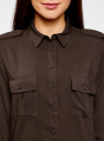 Блузка базовая из вискозы с нагрудными карманами oodji для Женщины (коричневый), 11411127B/26346/3900N
