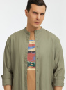 Рубашка хлопковая с воротником-стойкой oodji для Мужчины (зеленый), 3L330008M/50866N/6600N