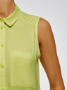 Топ вискозный с рубашечным воротником oodji для женщины (зеленый), 14911009B/26346/6A00N