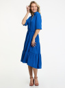 Платье миди ярусное oodji для женщины (синий), 11913074/51156/7500N