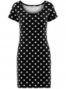 Платье трикотажное облегающего силуэта oodji для Женщина (черный), 14001182/47420/2912D